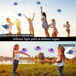 Flying Spinner, Flying Fidget Spinner with LED Lights, Kids Drone Flying Spinner,Mini Drone with USB Rechargeable for Fun Indoor Outdoor (Blue), One Size - Image 5